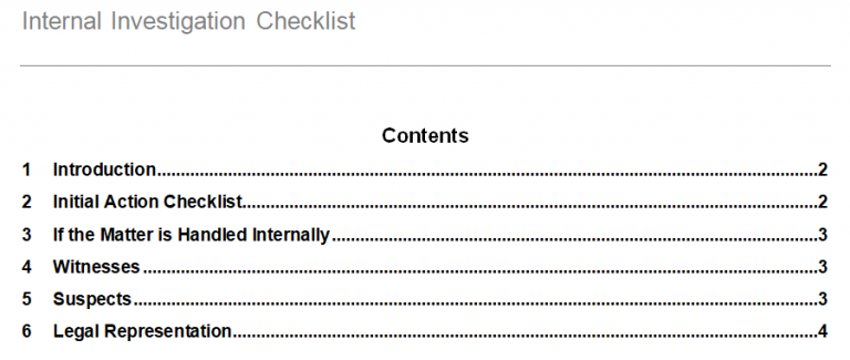 Checklist For Internal Investigations Grcready