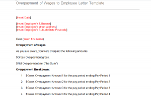 Template Letter for Overpayment of Wages to Employee (Multiple ...