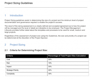 Guidelines for Project Sizing – GRCReady