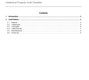 Checklist for Intellectual Property Audit – GRCReady