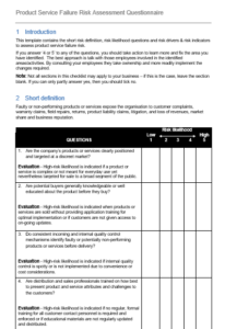 Risk Assessment Questionnaire for Product Service Failure – GRCReady