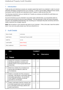 Checklist for Intellectual Property Audit – GRCReady