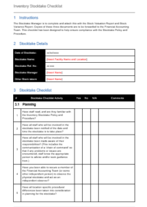 Checklist for Inventory Stocktake – GRCReady