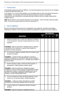 Risk Assessment Questionnaire for Business Interruption – GRCReady