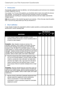 Risk Assessment Questionnaire for Catastrophic Loss – GRCReady