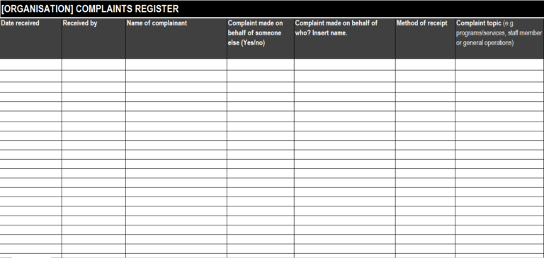 Complaints Register – GRCReady