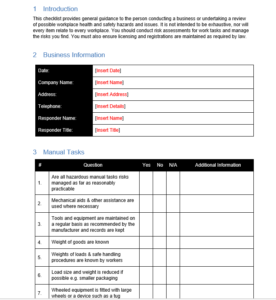 Checklist For Hazard Identification – GRCReady