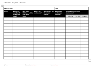 Template for Farm Risk Register – GRCReady