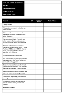 Checklist for Cherry Picker Hazards – GRCReady