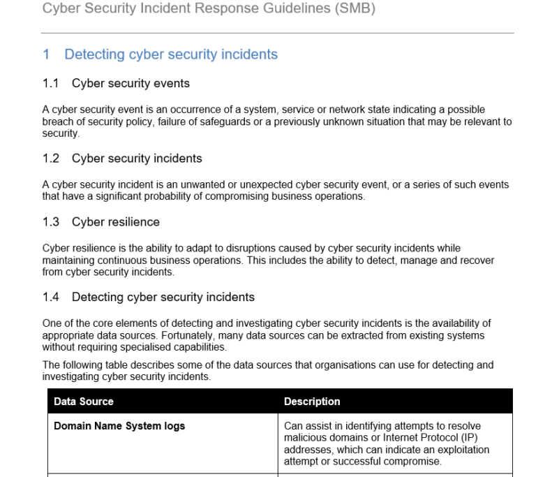 Guidelines for Cyber Security Incident Response GRCReady