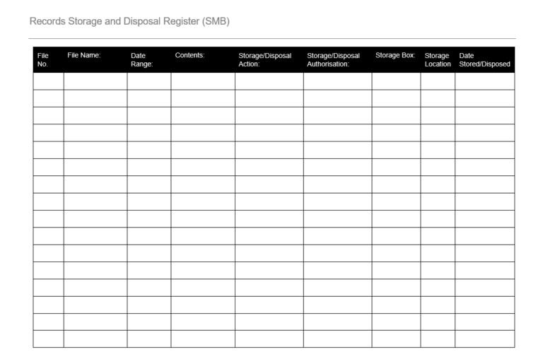 Register for Records Storage and Disposal (SMB) – GRCReady