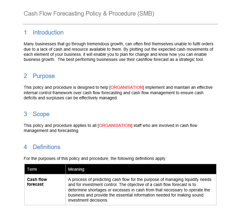 policy-and-procedure-for-cash-flow-forecasting-grcready